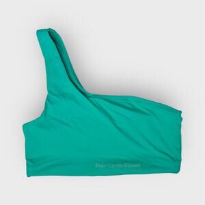Girlfriend Collective S Aqua Caspian One Shoulder Bikini Top Resortwear Vacation